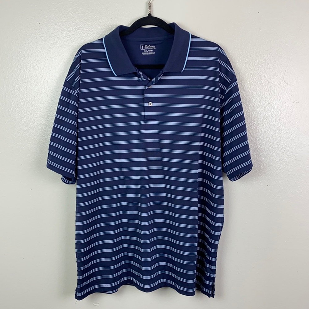 PGA Tour | Blue Striped Short Sleeve Golf Polo XXL